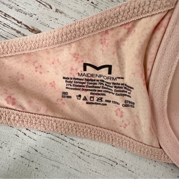 MAIDENFORM One Fab Fit Tailored Demi T-Shirt Underwire Bra Floral Hearts 38D - Picture 9 of 9